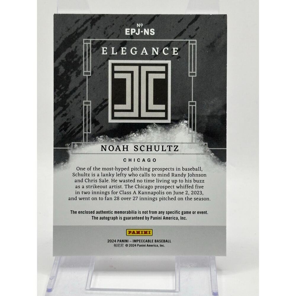 2024 Panini Impeccable Noah Schultz Elegance Jersey Patch Auto 64/99 White Sox - Picture 2 of 2